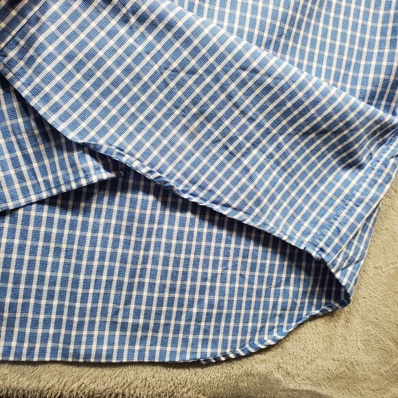 River Trader Button Down Short Sleeve Plaid Shirt 1 Pocket Blue White Men Sz XL - Picture 6 of 8